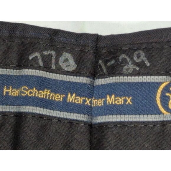 Hart Schaffner Marx Men’s 47x40 Black Pleated Pinstripe Dress Pants Unhemmed - Picture 7 of 10